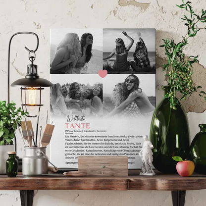 Personalisierte Leinwand Definition Tante mit Name 4 Fotos gestalten 3