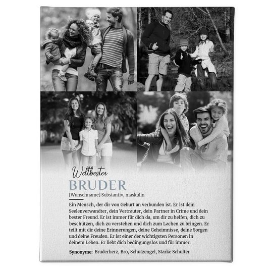 Personalisierte Leinwand Definition Bruder mit 4 Fotos und Name 1