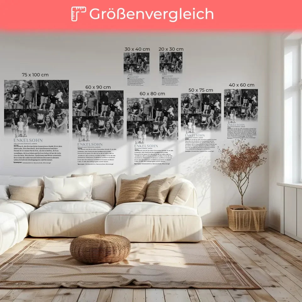 Personalisierte Leinwand Definition Enkelsohn 4 Fotos mit Name