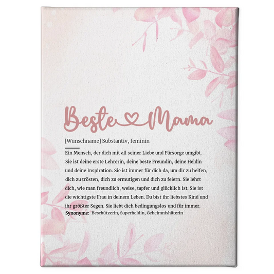 Personalisierte Leinwand Definition Beste Mama Herz mit Name