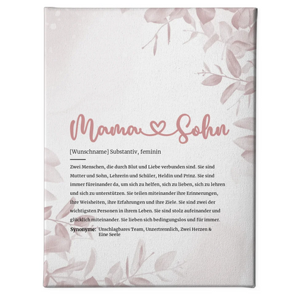 Personalisiertes Leinwand Herz Definition Mama Sohn mit Name 1