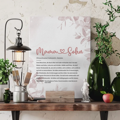 Personalisiertes Leinwand Herz Definition Mama Sohn mit Name 3