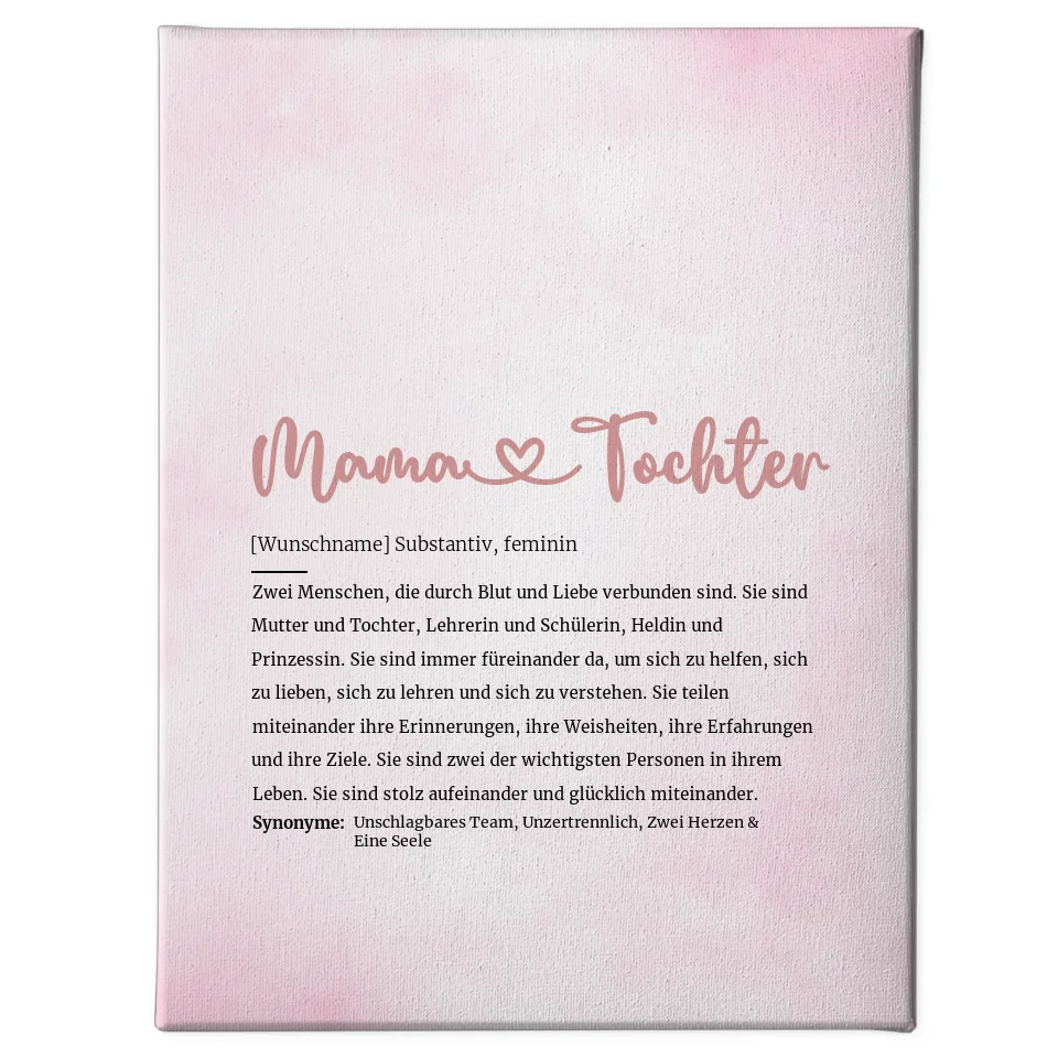 Personalisierte Leinwand Definition Mama Tochter Herz mit Name gestalten