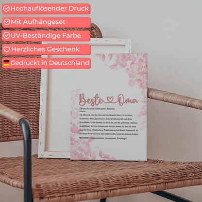 Personalisiertes Leinwandbild Beste Oma Herz mit Name