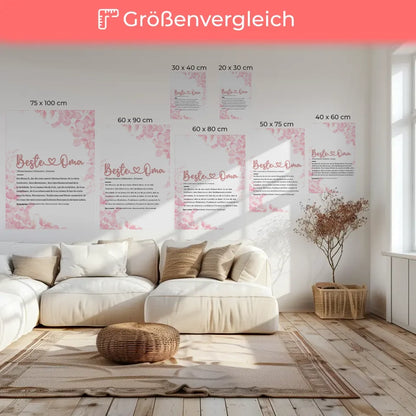 Personalisiertes Leinwandbild Beste Oma Herz mit Name