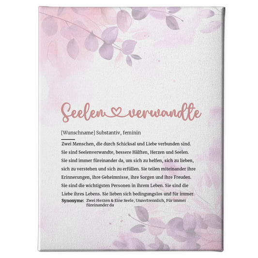 Personalisiertes Leinwandbild Seelenverwandte Herz mit Name Geschenkidee 1