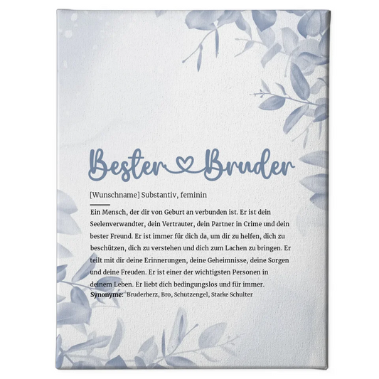 Personalisierte Leinwand Bester Bruder Herz mit Name Geschenk 1