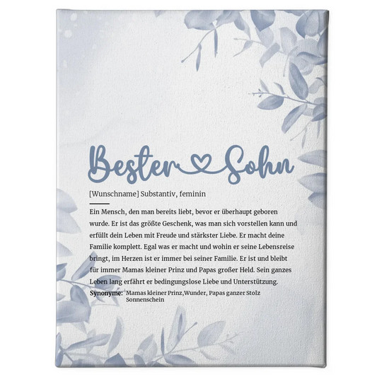 Personalisierte Leinwand Definition Bester Sohn Herz mit Name als Geschenk 1