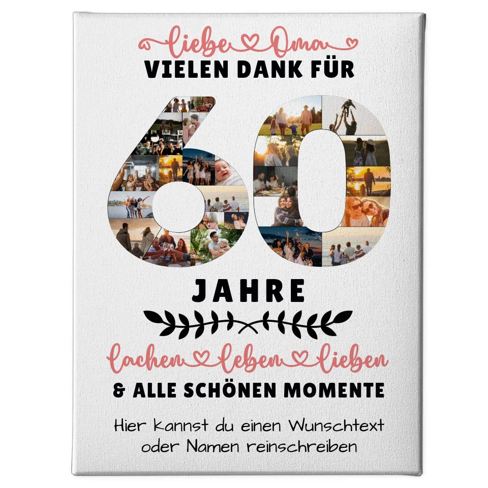 Personalisiertes Leinwand Poster Oma 60 Geburtstag mit Fotos