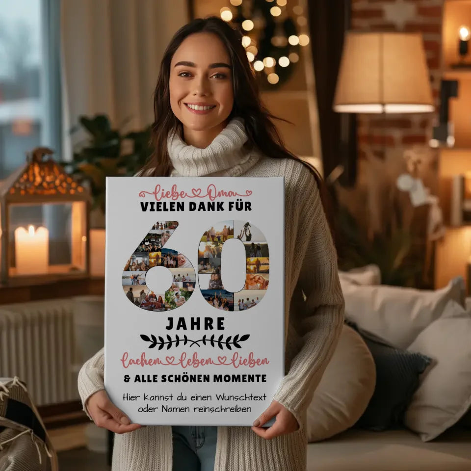 Personalisiertes Leinwand Poster Oma 60 Geburtstag mit Fotos