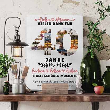 Personalisierte Leinwand Mama 40 Geburtstag Fotos Wunschtext 3