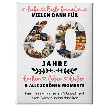 Personalisiertes Leinwandbild Beste Freundin 60 Geburtstag Vielen Dank Fotos