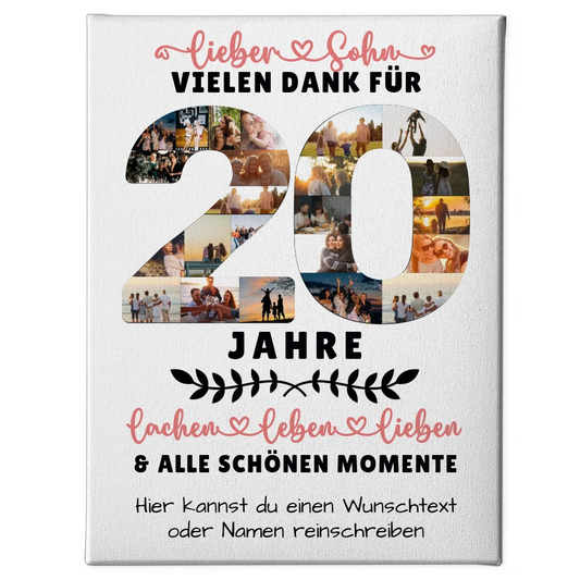 Personalisierte Leinwand Sohn 20 Geburtstag Fotos Lachen Leben 1