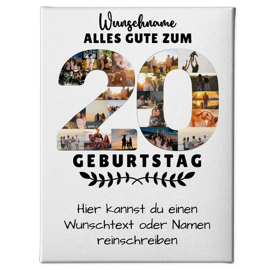 Personalisierte Leinwand 20 Geburtstag Wunschname Wunschtext 1