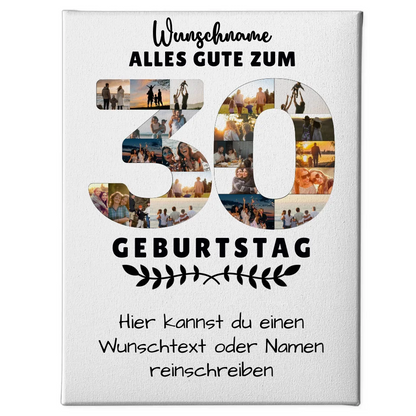 Personalisierte Leinwand zum 30 Geburtstag mit Wunschname Wunschtext