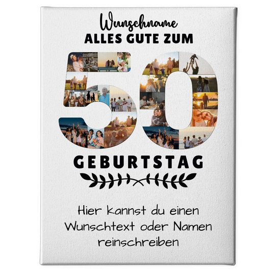 Personalisierte Leinwand 50 Geburtstag Wunschname Wunschtext 1