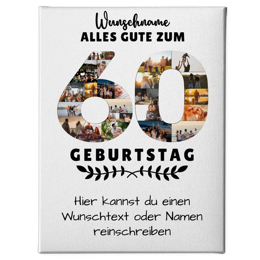 Personalisierte Leinwand 60 Geburtstag mit Wunschname Wunschtext 1