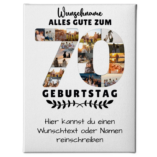 Personalisierte Leinwand 70 Geburtstag Wunschname Wunschtext für Oma Opa