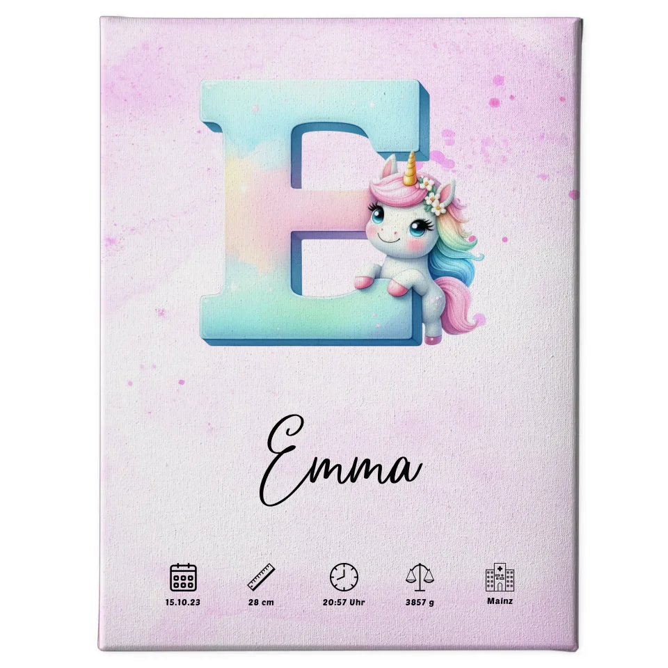 Personalisierte Leinwand Buchstaben E Lila Geschenke Geburt 1