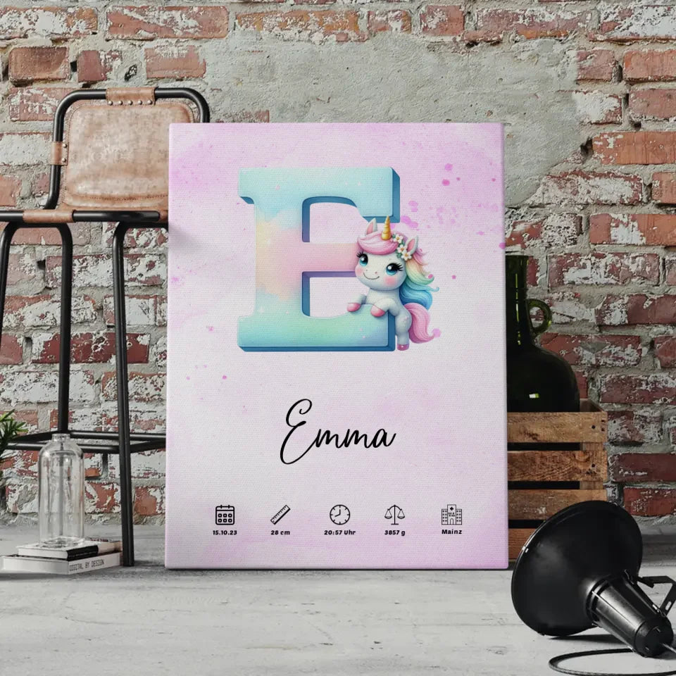 Personalisierte Leinwand Buchstaben E Lila Geschenke Geburt 4