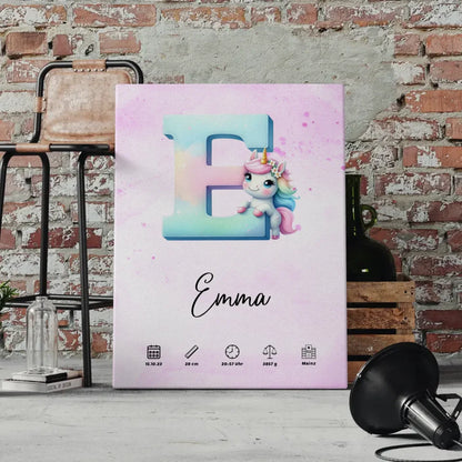 Personalisierte Leinwand Buchstaben E Lila Geschenke Geburt 4