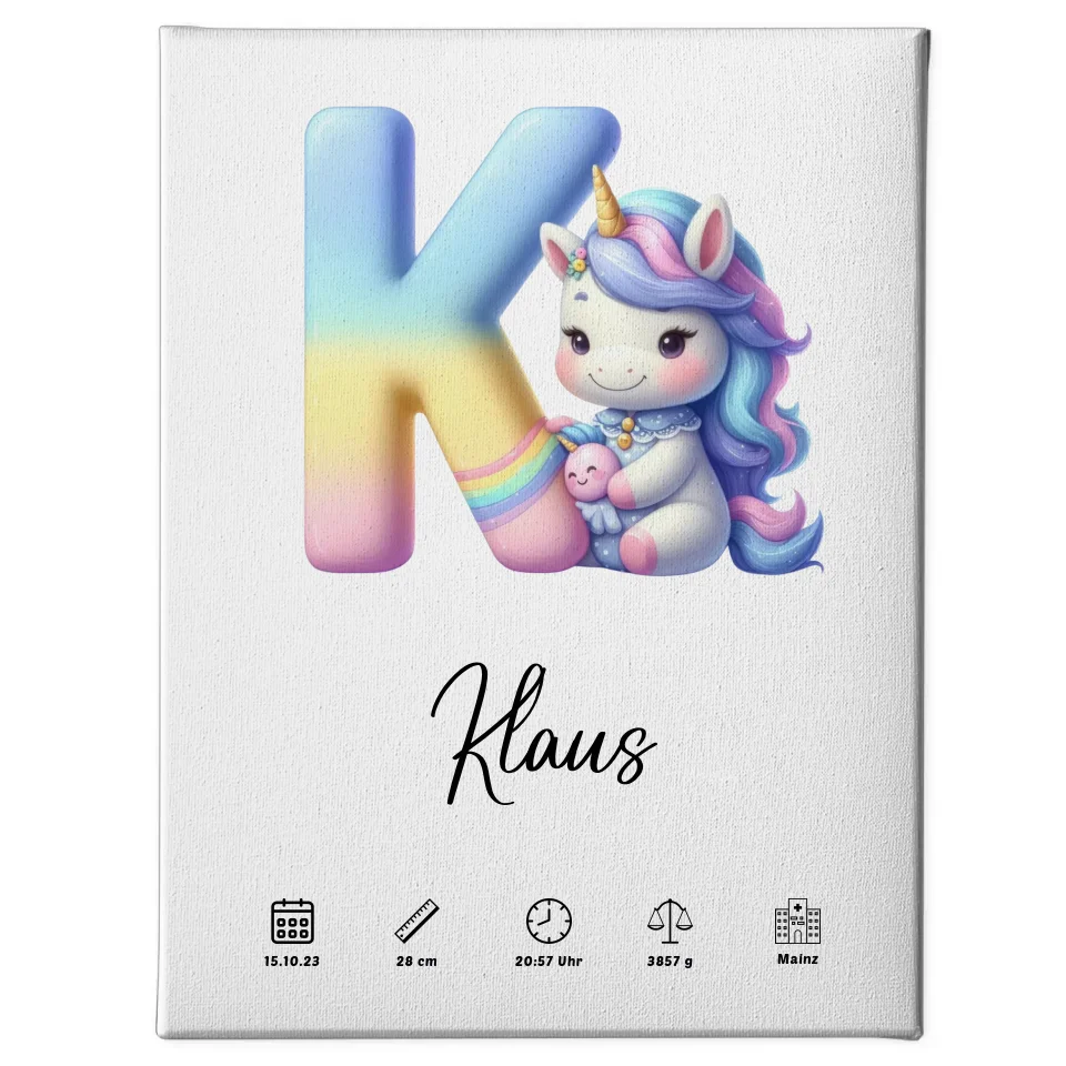 Personalisierte Leinwand Buchstaben Buchstabe K für Geburt A-Z Geschenk 1