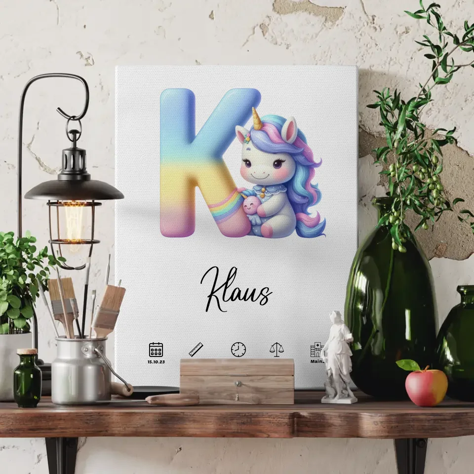 Personalisierte Leinwand Buchstaben Buchstabe K für Geburt A-Z Geschenk 3