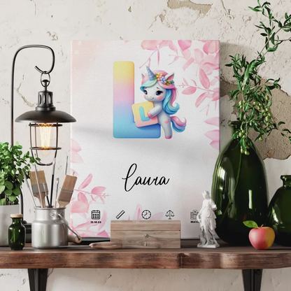 Personalisierte Leinwand Buchstabe L Rosa Floral für Geburt A-Z 3