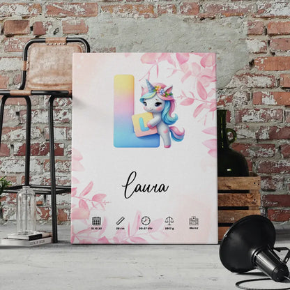 Personalisierte Leinwand Buchstabe L Rosa Floral für Geburt A-Z 4