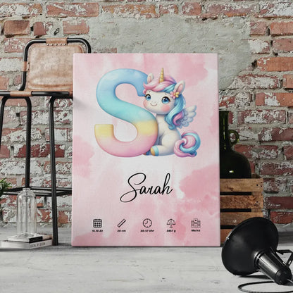 Personalisierte Leinwand Buchstabe S Rosa Aquarell für Geburt 4