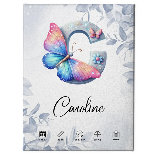 Personalisierte Leinwand Buchstabe C Eucalyptus Blau für Geburt A-Z 1