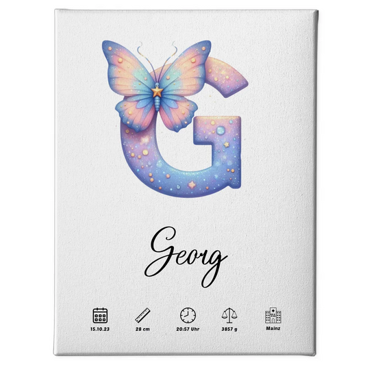 Personalisierte Leinwand Buchstaben G zur Geburt A-Z 1