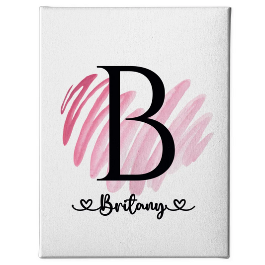 Personalisierte Buchstaben Leinwand B mit gespinseltem Herz A-Z 1