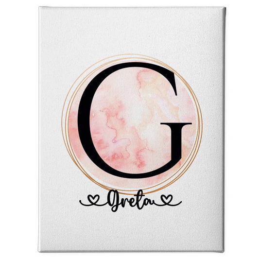 Personalisierte Leinwand Buchstabe G Aquarell Kreis  A-Z gestalten 1