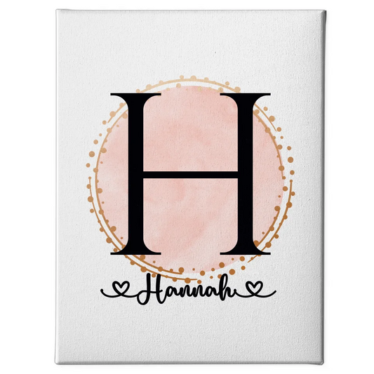 Personalisierte Buchstaben Leinwand Buchstabe H Wasserfarbe Kreis Rosa 1
