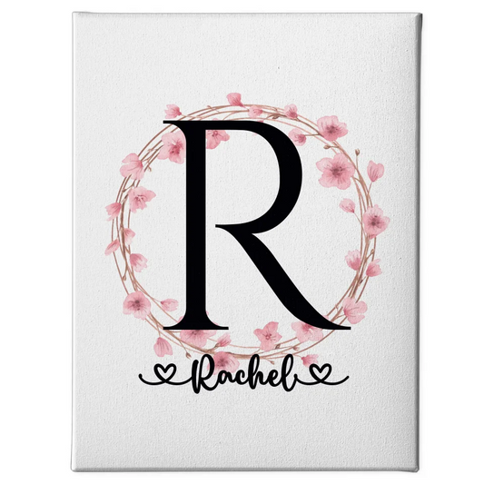 Personalisierte Leinwand Buchstaben Leinwand Buchstabe R Blütenkranz 1