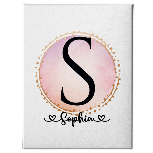 Personalisierte Leinwand Buchstaben S Wasserfarbe Kreis Hell 1