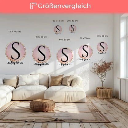 Personalisierte Leinwand Buchstaben S Wasserfarbe Kreis Hell