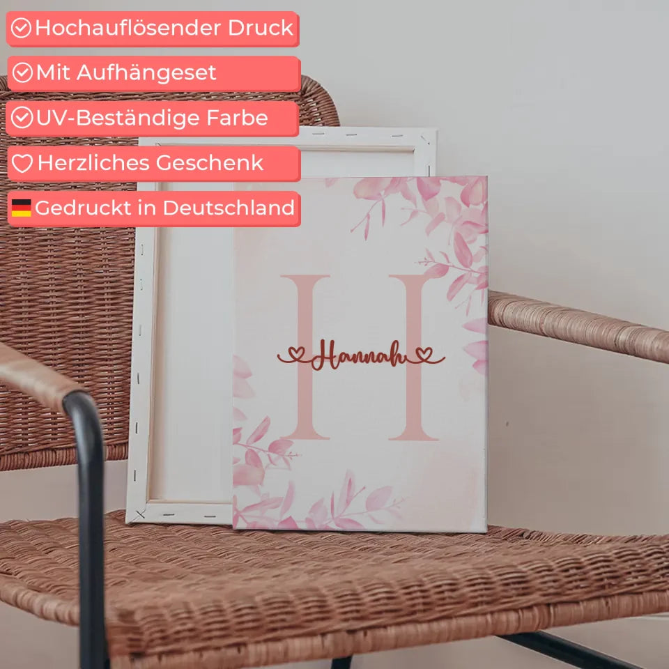 Personalisierte Buchstaben Leinwand mit Buchstabe H für Mädchen