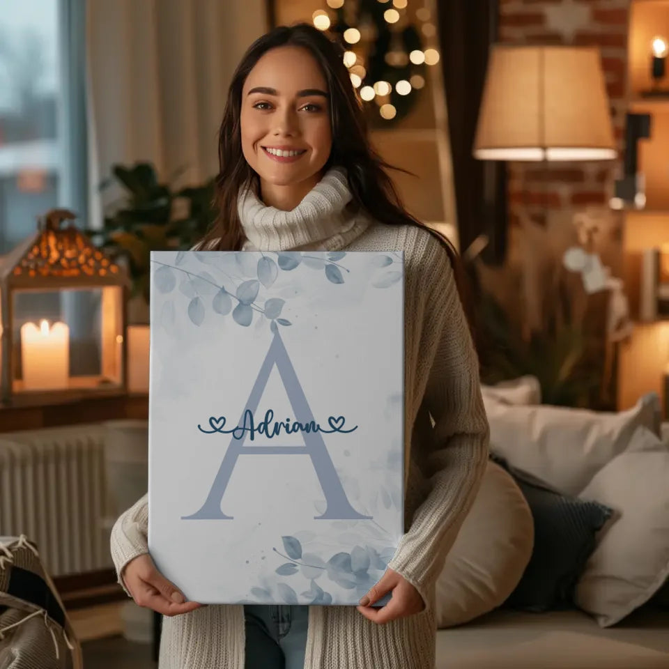 Personalisierte Leinwand Buchstabe A Blau für Jungen als Geschenk