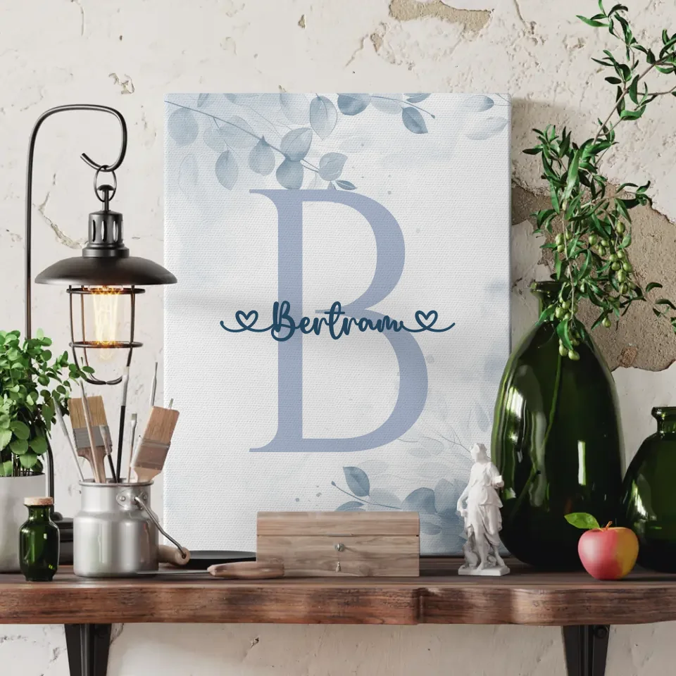 Personalisierte Buchstaben Leinwand Blau Buchstabe B Jungen 3