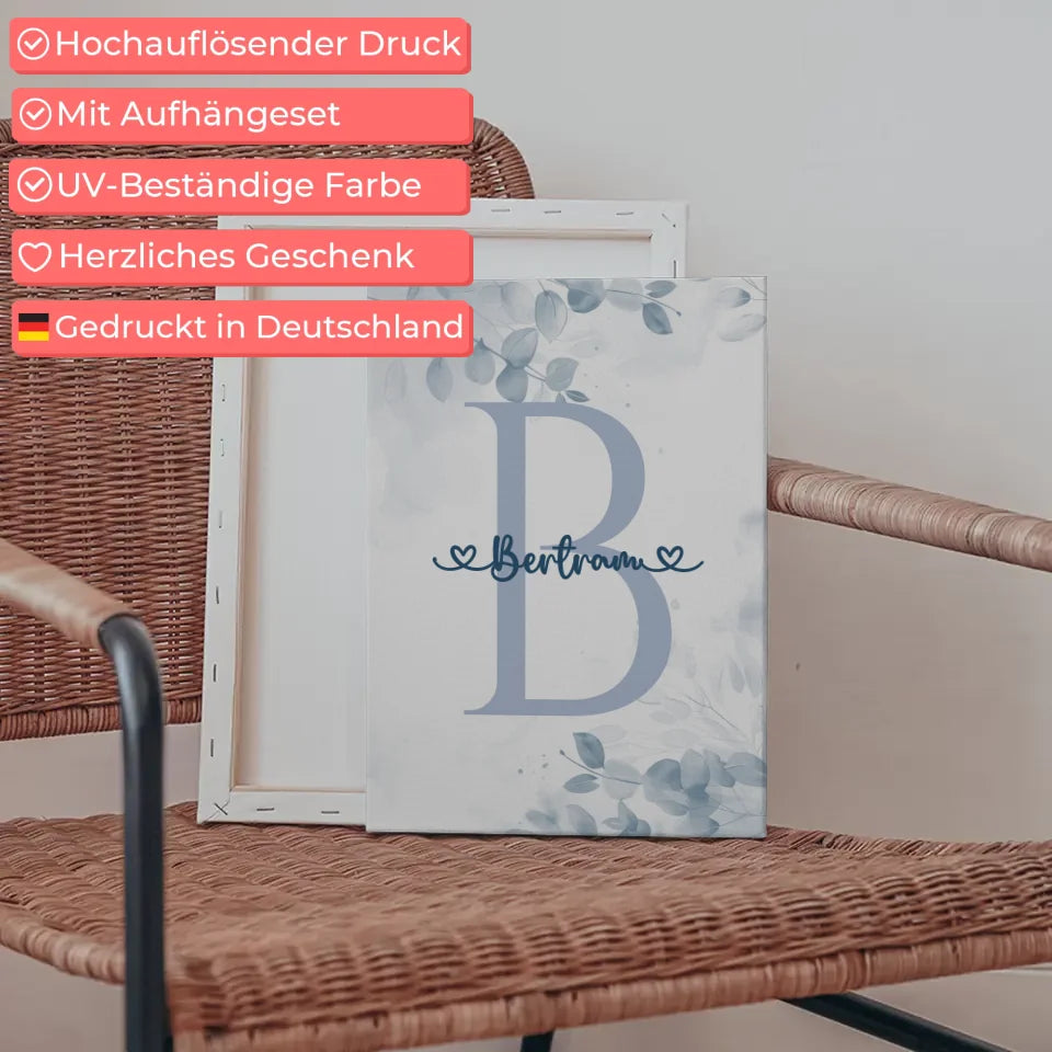 Personalisierte Buchstaben Leinwand Blau Buchstabe B Jungen 5