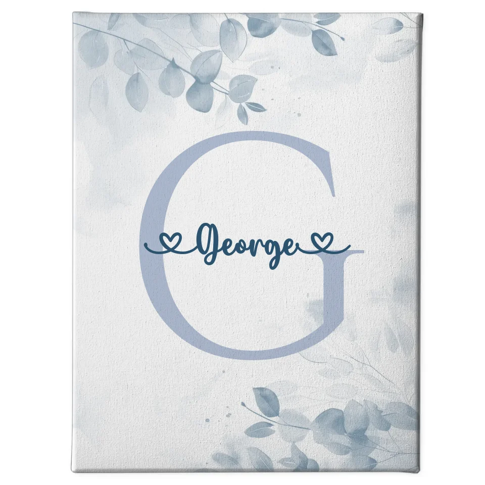Personalisierte Leinwand mit Buchstaben G für Jungen in Blau 1