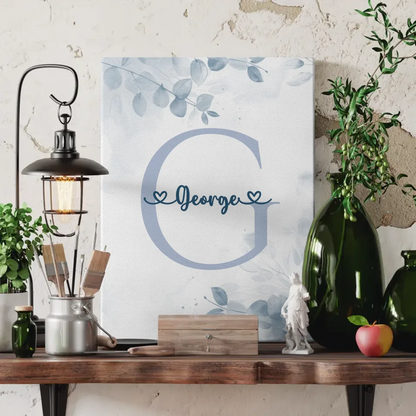 Personalisierte Leinwand mit Buchstaben G für Jungen in Blau 3