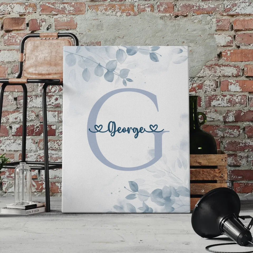 Personalisierte Leinwand mit Buchstaben G für Jungen in Blau 4