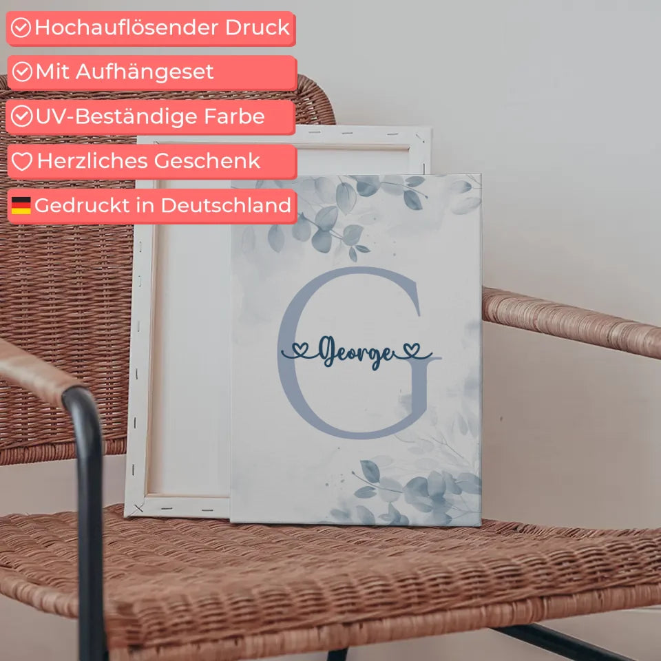 Personalisierte Leinwand mit Buchstaben G für Jungen in Blau 5