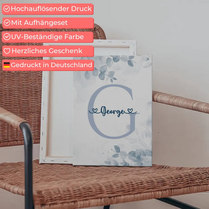 Personalisierte Leinwand mit Buchstaben G für Jungen in Blau 5