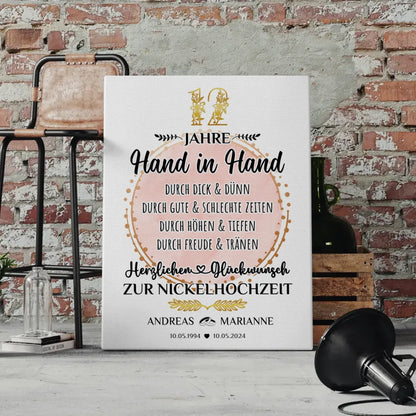 Personalisierte Leinwand Geschenk 12 Hochzeitstag zur Nickelhochzeit Mit Namen