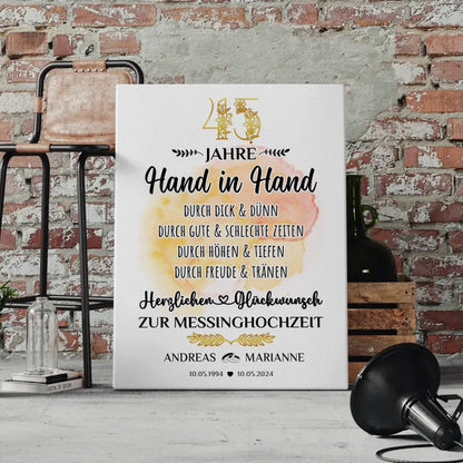Personalisierte Leinwand Geschenk zur Messinghochzeit 45 Hochzeitstag mit Namen 4