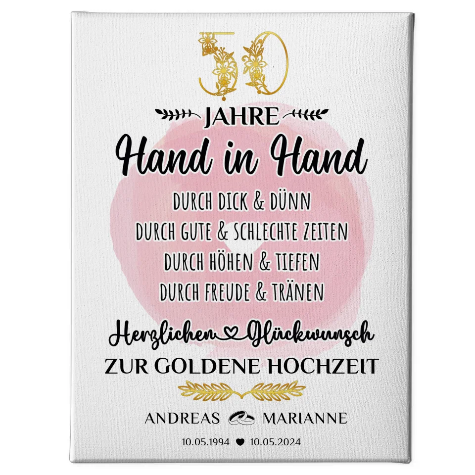 Personalisierte Leinwand Geschenk 50 Hochzeitstag Goldene Hochzeit 1